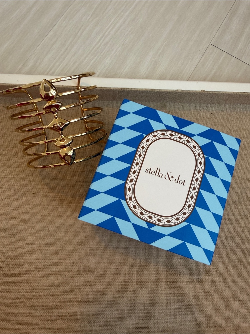 Stella & Dot Gold Multi-Band Open Cuff with Teardrop Accents